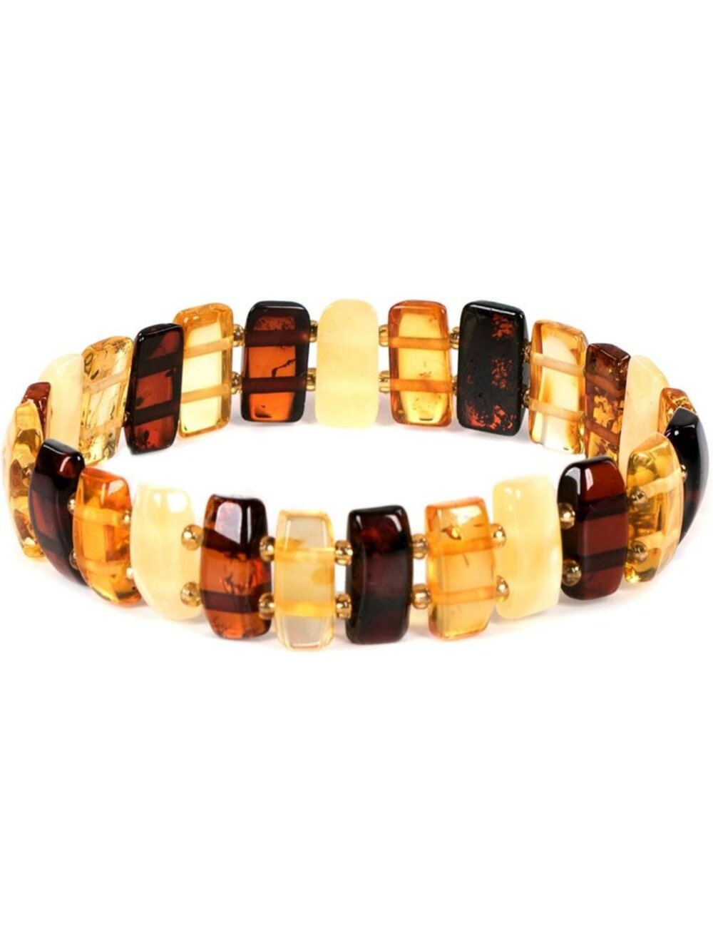 Genuine Baltic Amber Bracelet for Women – Multi-Color Polished Beads, Handmade